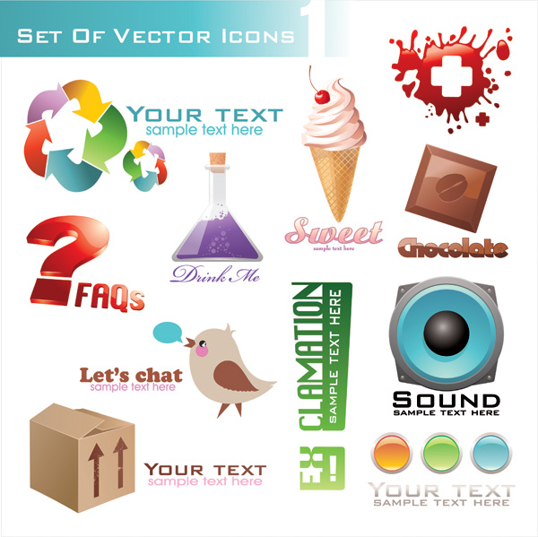 free vector Threedimensional icon vector
